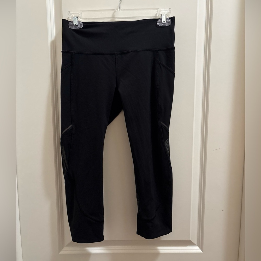 Lululemon Home Stretch Crop Women's Size 6 Black Full On Luxtreme Mesh 19”